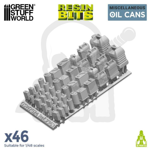 3D printed set - Resin Oil Cans - puszki pojemniki na olej 46 szt.