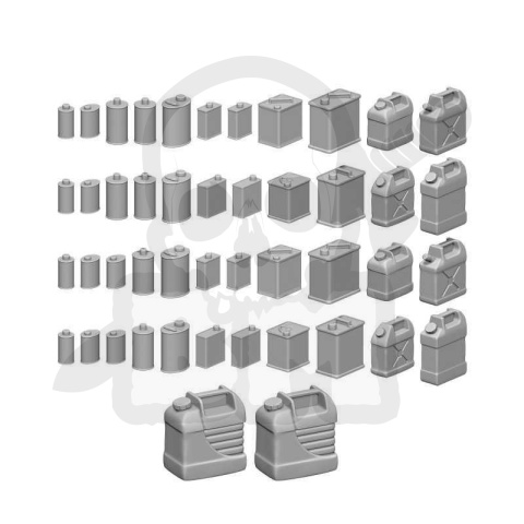 3D printed set - Resin Oil Cans - puszki pojemniki na olej 46 szt.