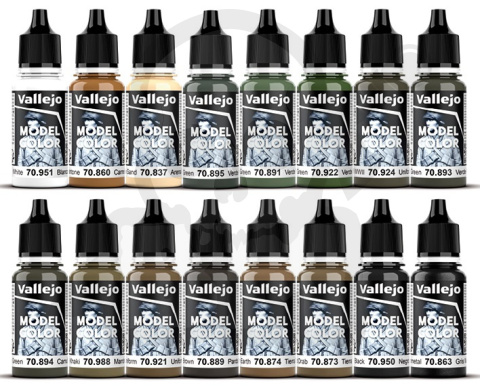 Vallejo 70109 Zestaw Model Color 16 farb Forces Allieds WWII