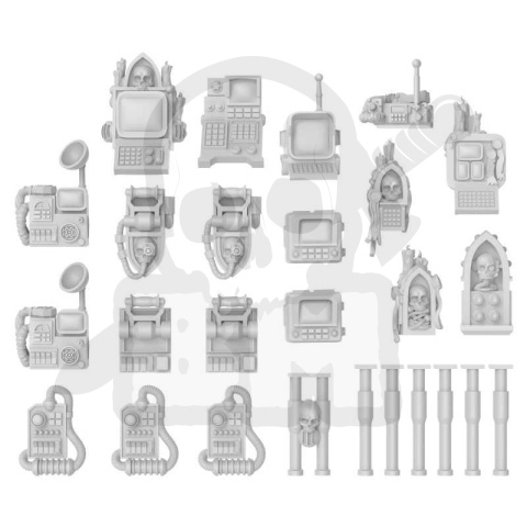 3D printed set - Computer Terminals with Skulls - terminale 26 szt.