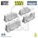 3D printed set - Broken Jersey Barriers - bariery drogowe 4 szt.