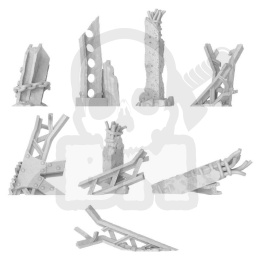 3D printed set Damaged Industrial Metal Beams - metalowe belki 8 szt.
