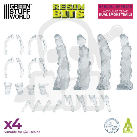 3D printed set Modular Clear Dual Smoke Trails for Jump Packs - 4 szt.