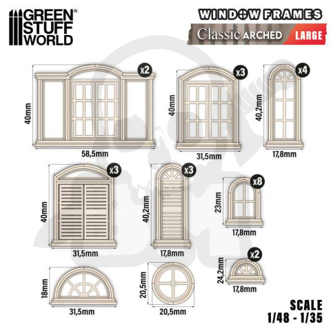 Arched Classic Miniature Windows - Large - duże okna łukowe