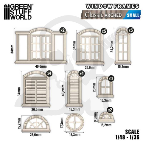 Arched Classic Miniature Windows - Small - małe okna łukowe