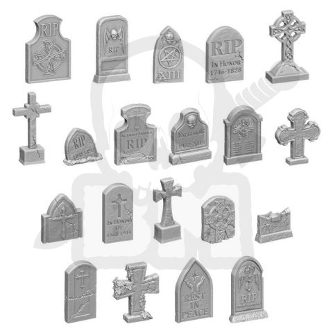 3D printed set - Gravestones Resin Set - nagrobki 20 szt.