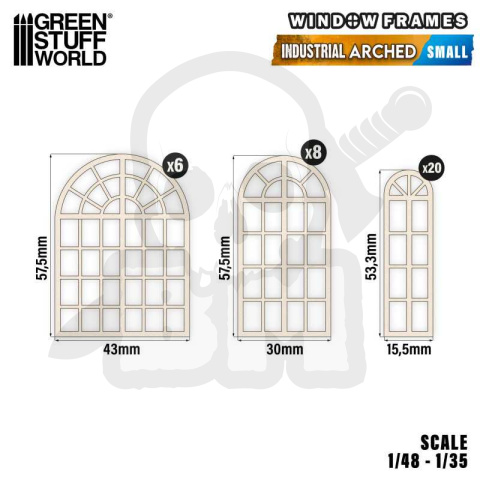 Industrial Arched Miniature Windows - Small - małe okna przemysłowe łukowe
