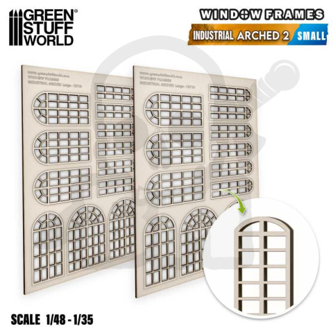 Industrial Arched Miniature Windows Small v.2 małe okna przemysłowe łukowe