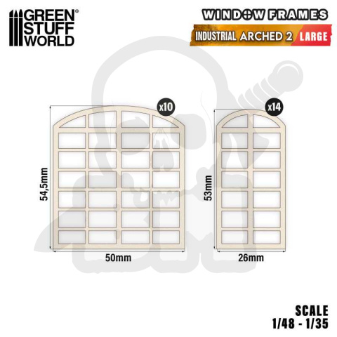 Industrial Arched Miniature Windows Large v.2 małe okna przemysłowe łukowe