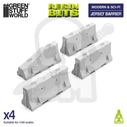 3D printed set - Jersey Barriers - bariery drogowe 4 szt.