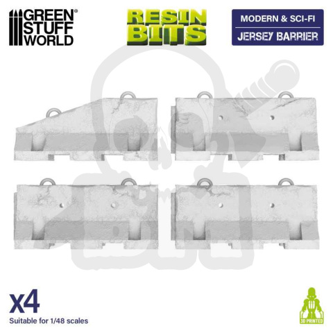 3D printed set - Jersey Barriers - bariery drogowe 4 szt.
