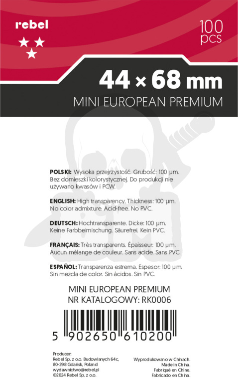Koszulki na karty 44x68 mm ARA Mini European Premium