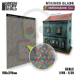 Herringbone Tiles Stained Glass - witraże 156x219mm