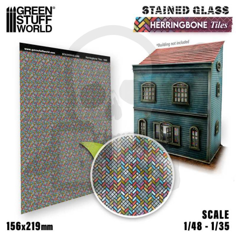 Herringbone Tiles Stained Glass - witraże 156x219mm