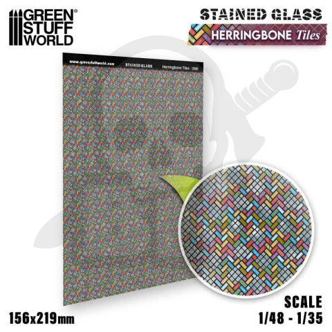 Herringbone Tiles Stained Glass - witraże 156x219mm