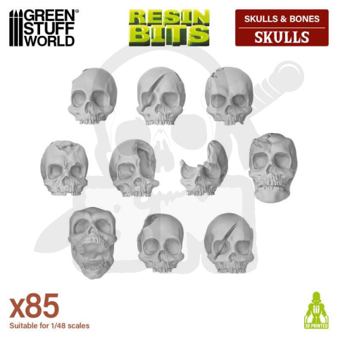 3D printed set - Resin Skulls - czaszki 85 szt.