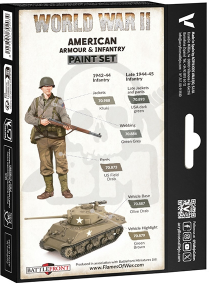 Vallejo 70203 Zestaw Model Color 6 farb - WWII American Armour & Infantry