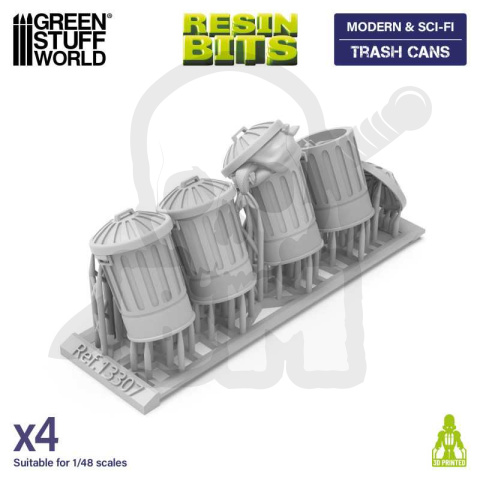 3D printed set Trash Cans Kosze na śmieci 4 szt.