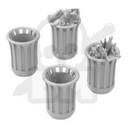 3D printed set Park Trash Cans Round Okrągłe parkowe kosze na śmieci 4 szt