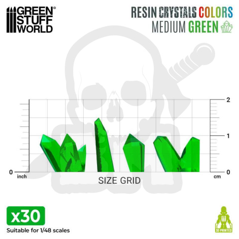 Green Resin Crystals Medium - zielone kryształki 30 szt.