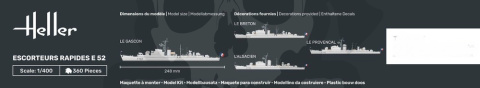 Heller 81094 jeden model fregaty Escorteurs Rapides E 52 1:400