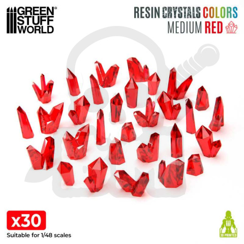Red Resin Crystals Medium - czerwone kryształki 30 szt.
