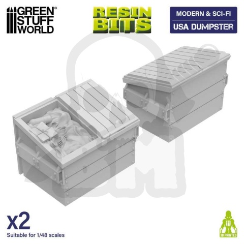 3d Printed Set USA Dumpster Resin Set - śmietniki 2 szt.