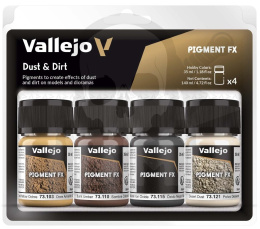 Vallejo 73190 Zestaw Pigmentów - Pigment Set - Dust & Dirt (4 x 35 ml)