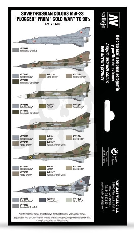 Vallejo 71606 Zestaw Air War 8 farb Russian colors Mig-23 Flogger