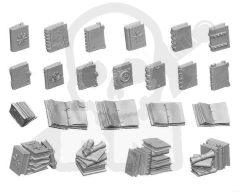 3D Printed Set - Resin Books - księgi 22 szt.