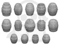 3D Printed Set - Wooden Barrels - beczki 14 szt.