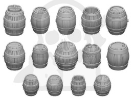 3D Printed Set - Wooden Barrels - beczki 14 szt.