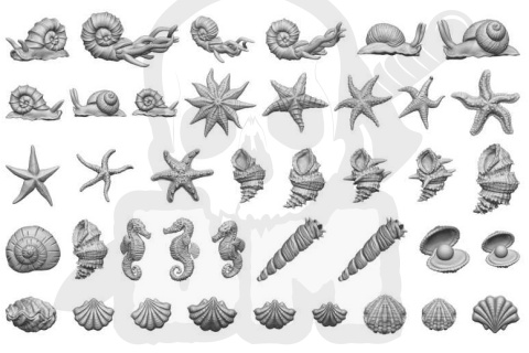 3D printed set Aquatic Critters - morskie stwory 40 szt.
