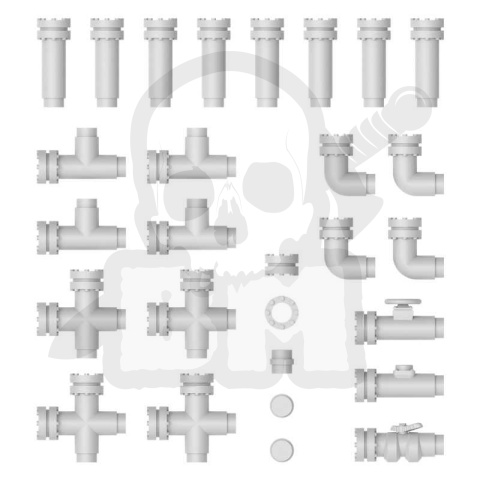 3D printed set - Modular pipes 1:48-1:35 - rury 28 szt.
