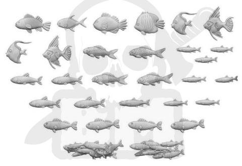 3D printed set - Fish Collection - ryby 30 szt.