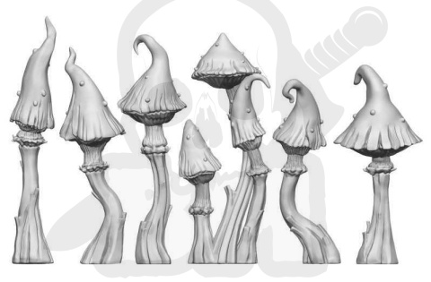 3D printed set Goblin Mushrooms XL - Wielkie Grzyby Goblinów 6 szt.