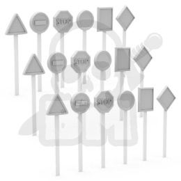 3D printed set - Traffic Signs 1:48 - znaki drogowe 18 szt.
