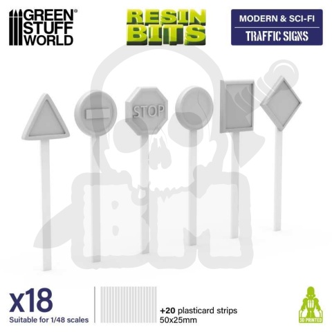 3D printed set - Traffic Signs 1:48 - znaki drogowe 18 szt.