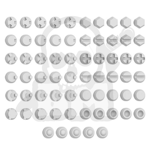 3D printed set - Mecha Detail Parts - Round Rivets with 3 mm Gundam Pegs