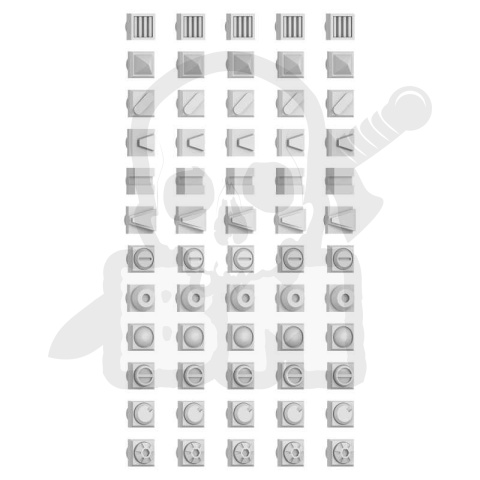 3D printed set - Mecha Detail Parts - Square Rivets with 3 mm Gundam Pegs