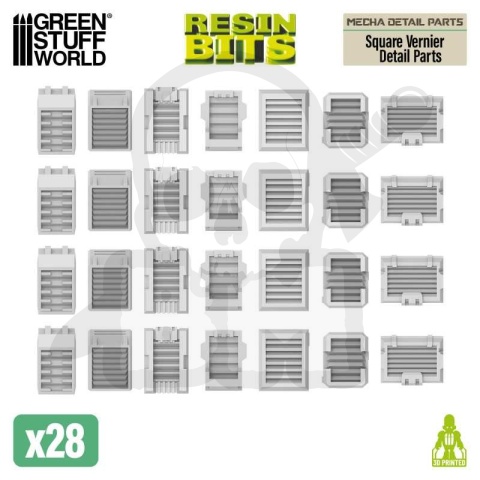 3D printed set - Mecha Detail Parts - Square Vernier Detail Parts