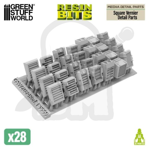 3D printed set - Mecha Detail Parts - Square Vernier Detail Parts