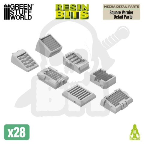 3D printed set - Mecha Detail Parts - Square Vernier Detail Parts