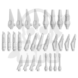 3D printed set - Mecha Detail Parts - Mecha Antennas - Anteny mecha 28 szt.