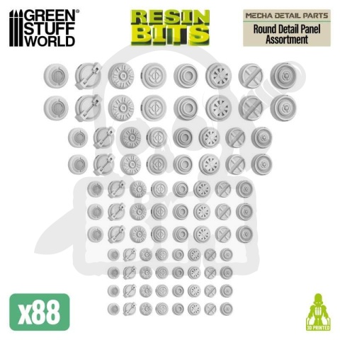 3D printed set - Mecha Detail Parts - Round Detail Panel Assortment