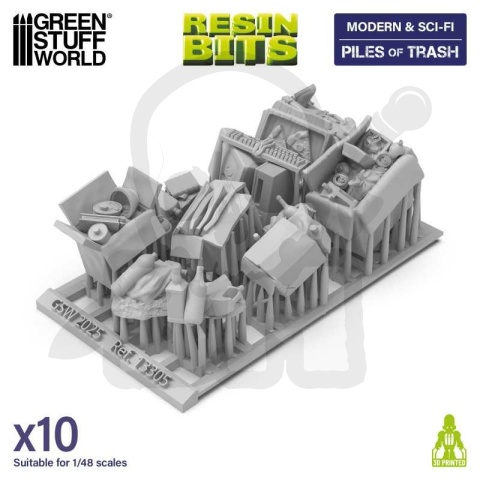 3D printed set - Piles of Trash 1:48 - stosy odpadków 10 szt.
