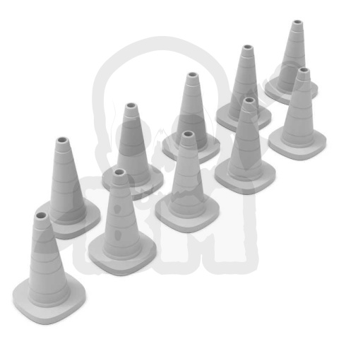 3D printed set - Traffic Cones 1:35 - pachołki drogowe 10 szt.