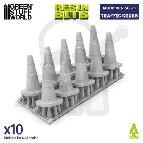 3D printed set - Traffic Cones 1:35 - pachołki drogowe 10 szt.