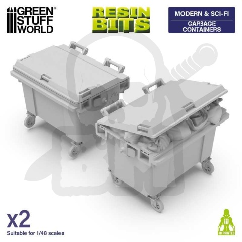 3D printed set - Garbage Containers 1:48 - kosze pojemniki na śmieci 2 szt.