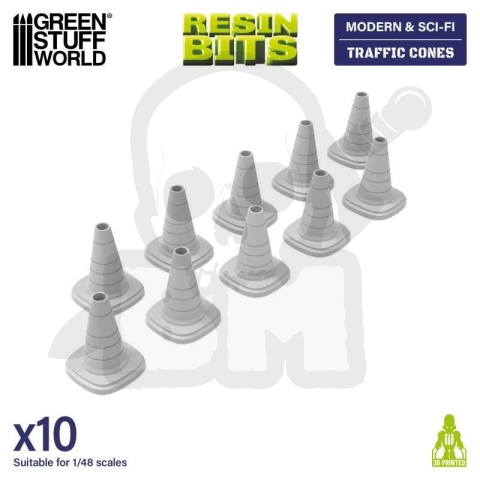 3D printed set - Traffic Cones 1:48 - pachołki drogowe 10 szt.